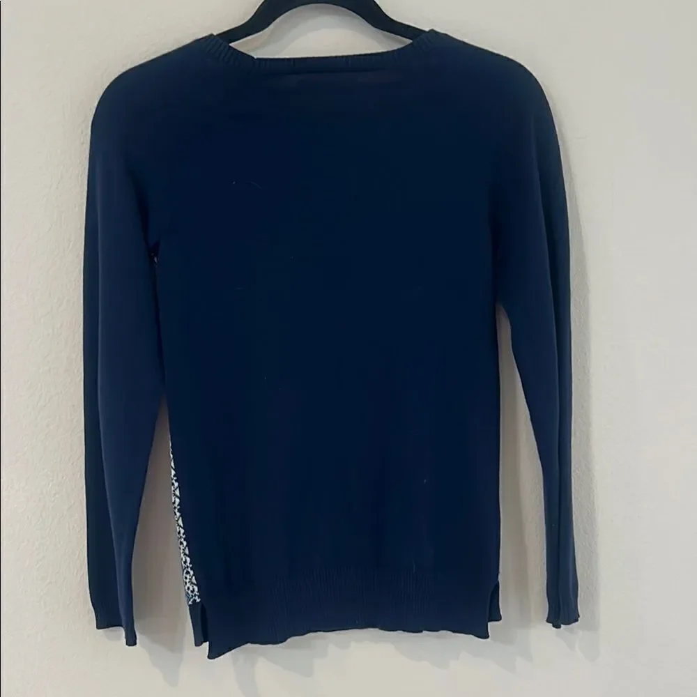 Garnet Hill Navy and White Patterned Sweater